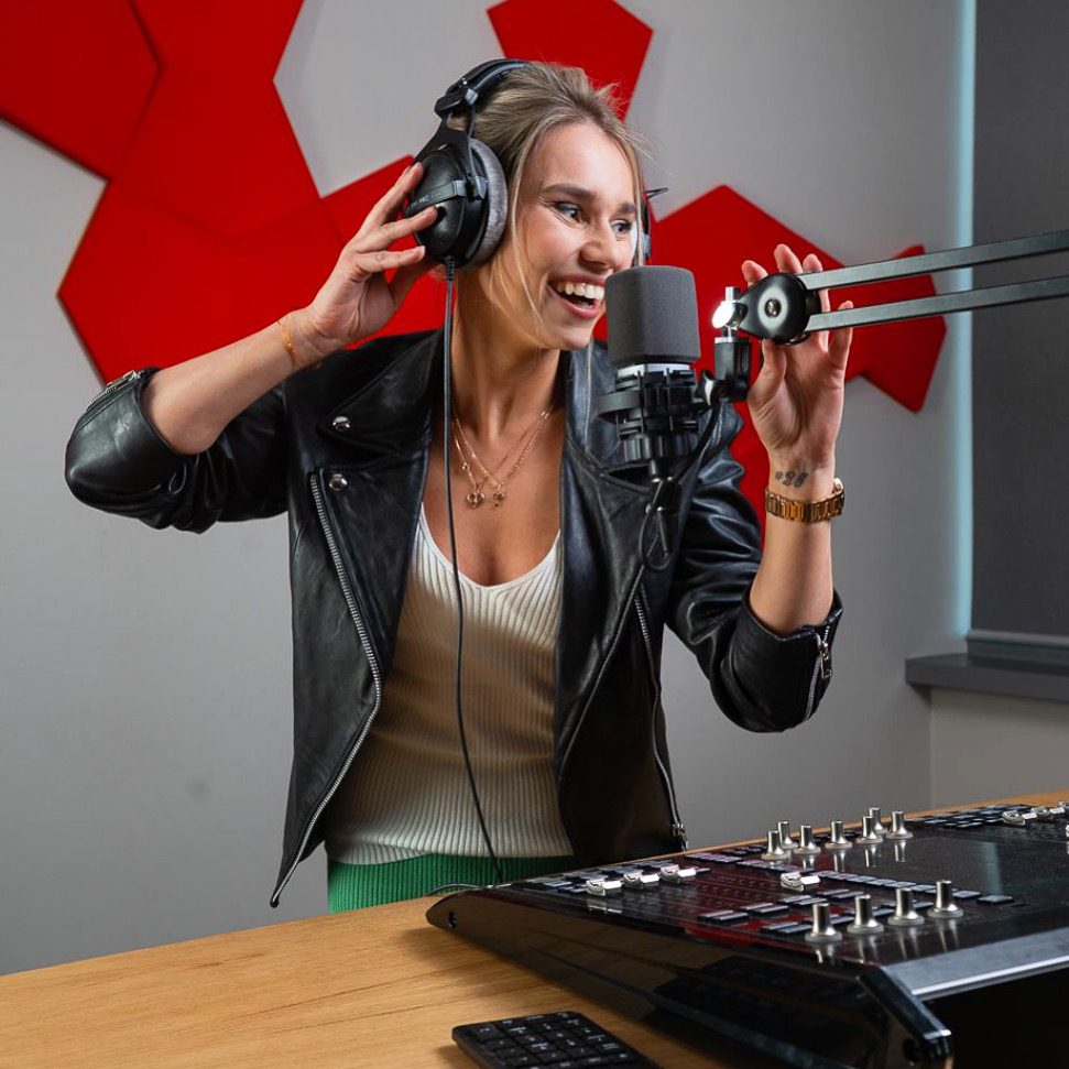 Jana Varodero presenting at TOP Radio in Latvia